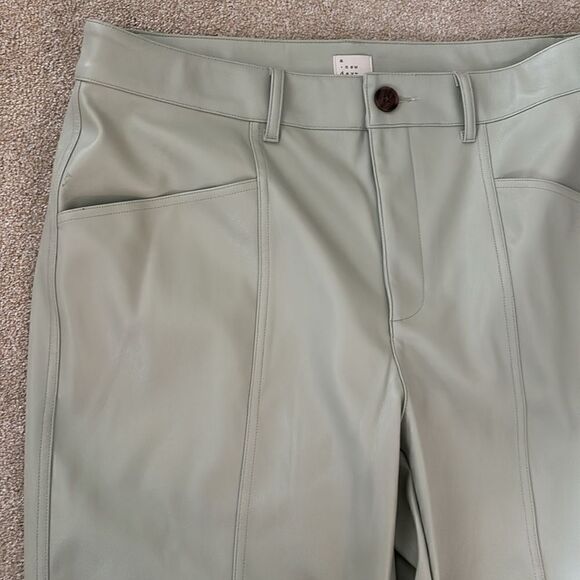 NWT High Rise Faux Leather Ankle Trousers Pants A New Day Sage Green Size 14 - Picture 8 of 11